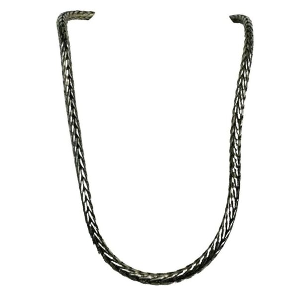 Vintage Antique Silver Toned Link Snake Chain Necklace 16’  Magnetic Clasp - Picture 2 of 7